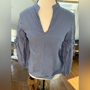Elegant Blue Striped Blouse size 36 or Small